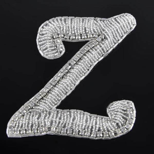 Keering Crystal Cursive Iron on 26 English Letters Alphabet Rhinestones Neads Patches