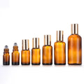 In Stock 5ml 10ml 15ml 20ml 30ml 1oz 50ml 100ml Amber Glass Roll on Essential Oil Bottle With Colors Glass Roller and Gold Cap