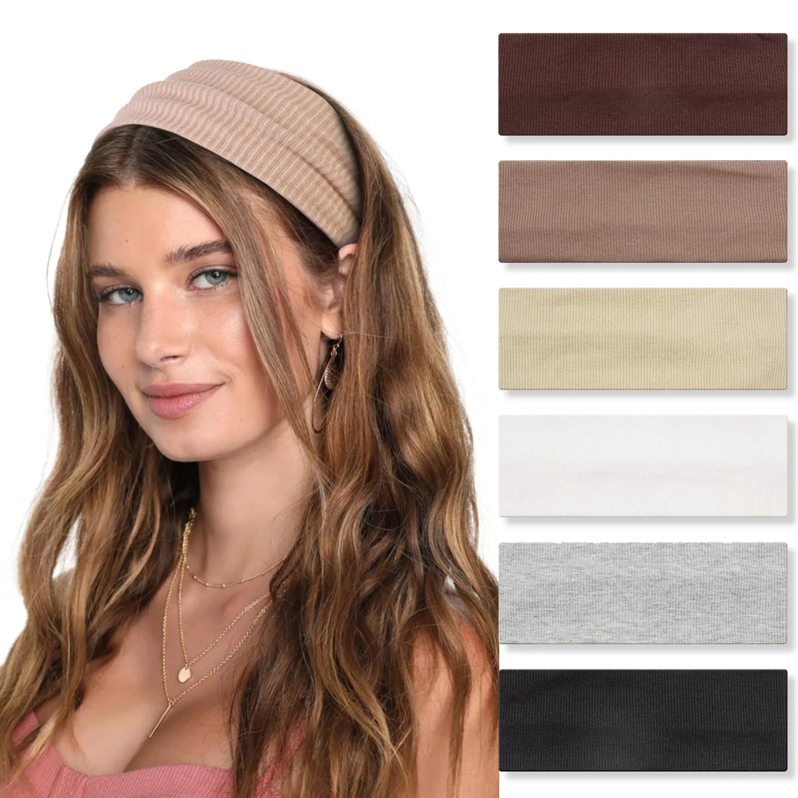 9cm Women Winter Headbands Knit Soft Elastic Head Wraps Warm Crochet Warmer for Women Wash Face Daily Wear Hairband
