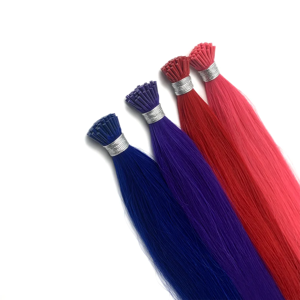 100% Virgin European Double Drawn Shandong Prebonded I Tip U Tip 0.8g 1g 1.5g 2g Stick Tip Remy Hair Dyed Single Hair Extensions