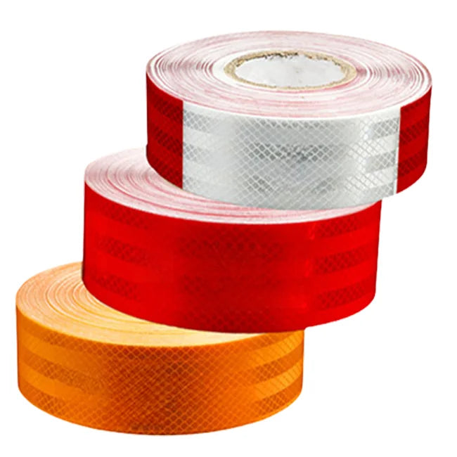 DOT-C2 2"x150" Fade-Resistant Red Reflective PVC/PET/PC/PMMA Printable Sheet Dot Sticker Trailers Bikes Strong Adhesive Safety