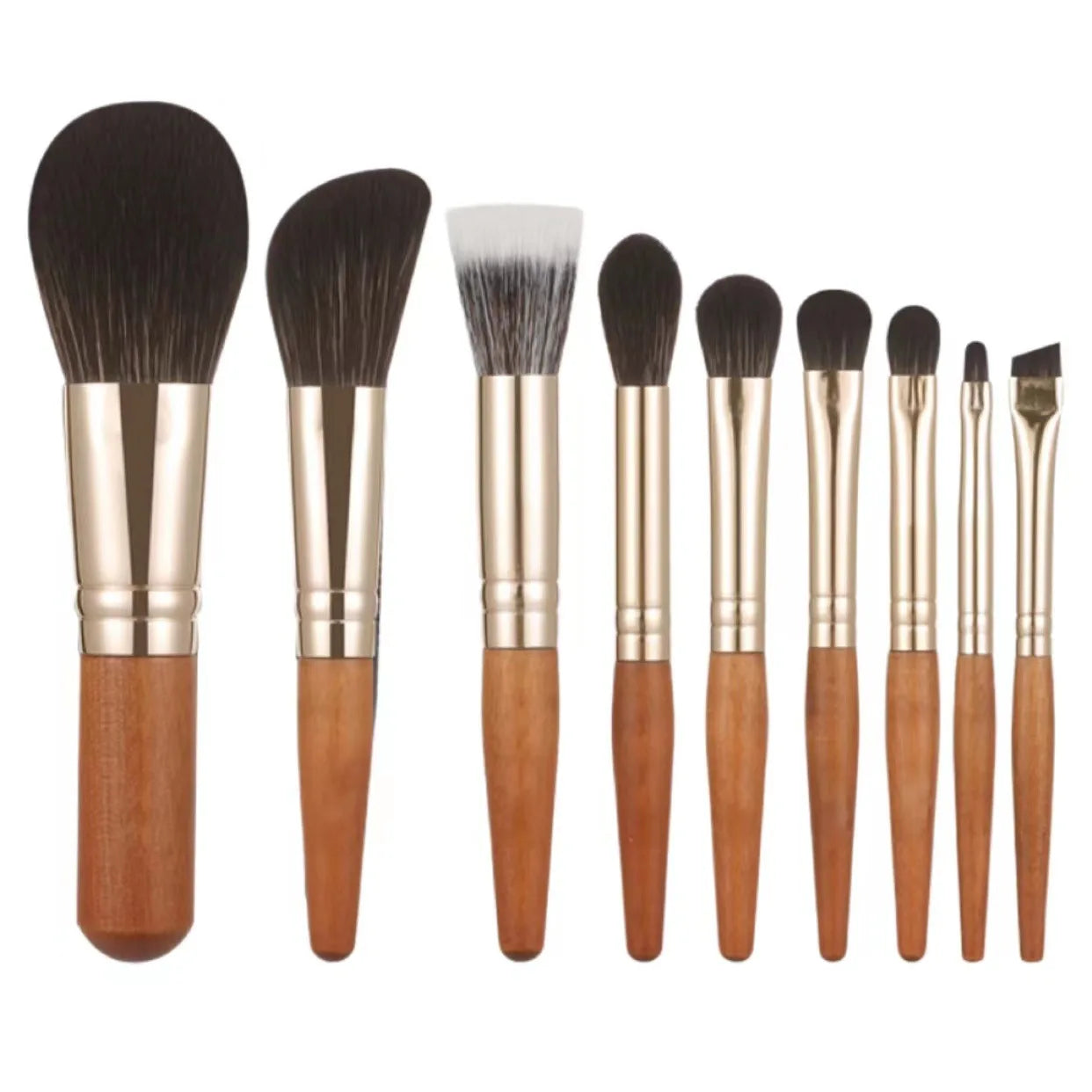Wholesale 9 Pcs Mini Wooden Makeup Brush Set With Bag Synthetic Hair Make up Brushes for Travel