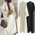2024 New Abaya Linen Embroidery Sleeve Women Muslim Cardigan Abaya Femmes Robe Musulmane Islamic Clothing Linen Kimono Abaya