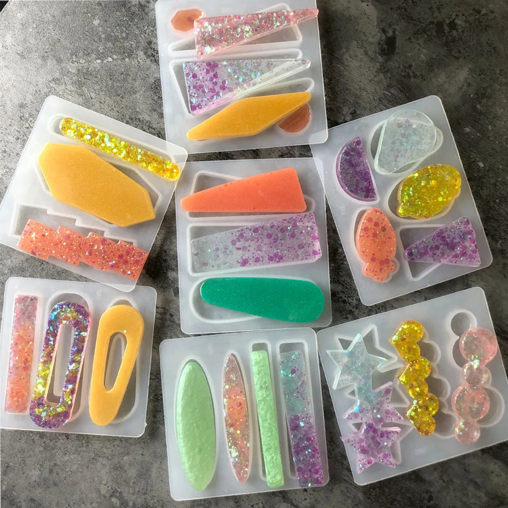 Crystal Epoxy Resin Mold Hair Clip Barrette Casting Silicone Mould DIY Crafts Jewelry Hair Pin Making Tools