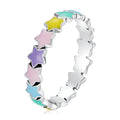 Factory 925 Sterling Silver Rainbow Finger Ring for Girl Women Stackable Silver Ring with Star Trendy Fashion Jewelry SCR758