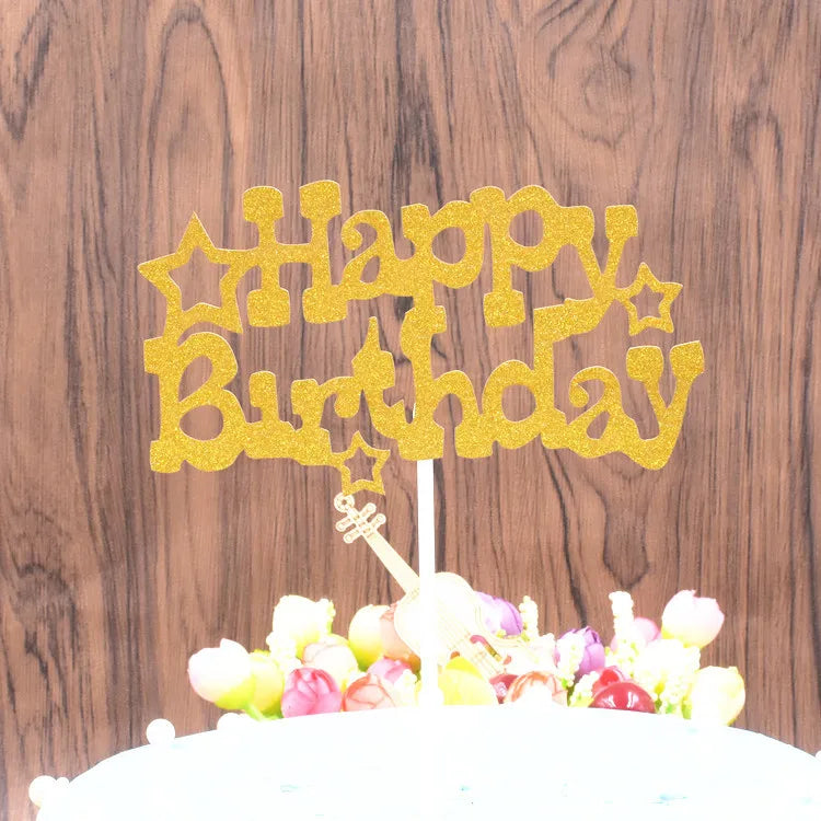 Glitter Birthday Cake Topper Happy Birthday Cupcake Topper Multicolor Cake Decoration Dessert Toppers Picks for Birthday  PQ147