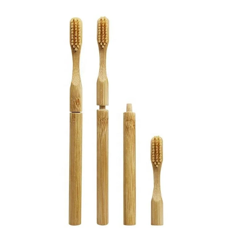 Custom Replaceable Head Bamboo Toothbrush with Medium Charcoal Bristles Biodegradable Detachable Toothbrush