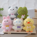 Wholesale Plushie Peluche Bow Tie Bunny Rabbit Frog Duck Cat Kitten Panda Stuffed Animals Plush Toys Keychains for Claw Machine
