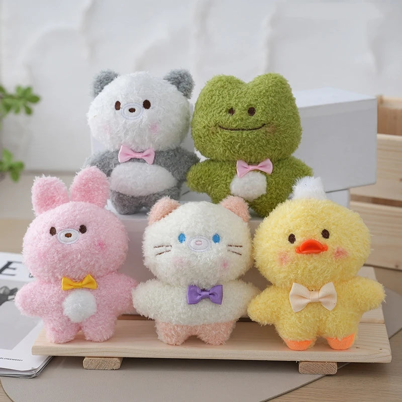 Wholesale Plushie Peluche Bow Tie Bunny Rabbit Frog Duck Cat Kitten Panda Stuffed Animals Plush Toys Keychains for Claw Machine