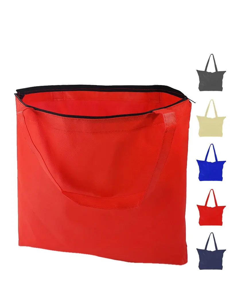 Ruthbag Zippered Non-Woven Drawstring Handle Medium Size Convention Promotional Letter Pattern Style Shopping Tote Bag