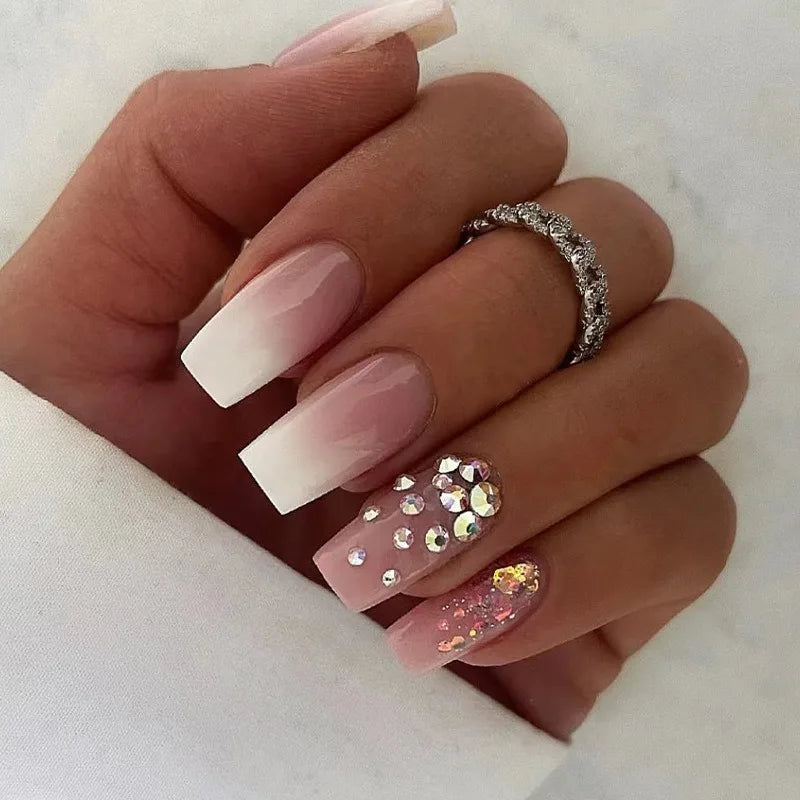 Dropshipping 24 Pcs Gradient Collection Art Press on Nails Artificial Fingernails Customize False Nails for Everydaywear 2268