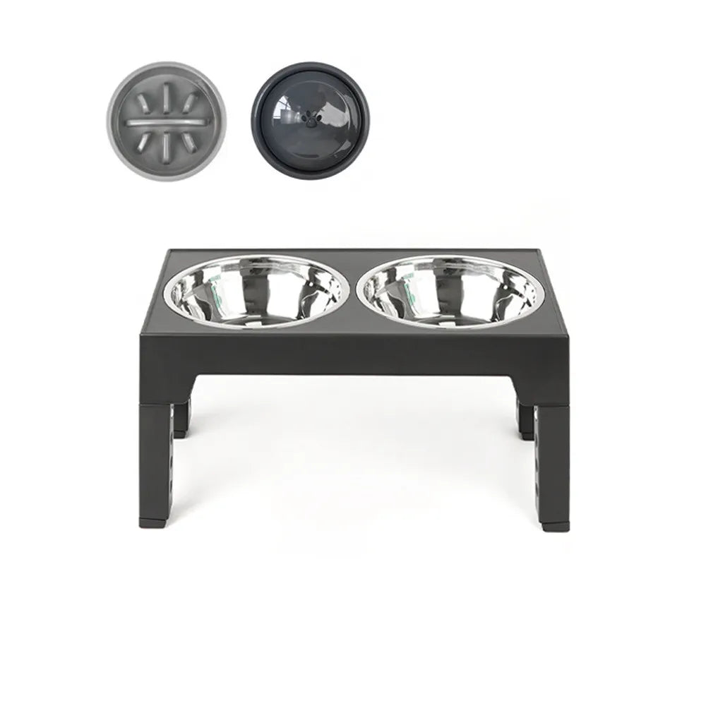 Adjustable Height 2 Stainless Steel Waterproof Non-Slip Broken-Resistant Pet Bowls Slow Food Bowl for Dogs Portable Eco-Friendly