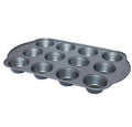Fertile Carbon Steel Muffin Baking Pan 12-Cup Cake Mold Brown Nonstick Bakeware Tools Bake Tray Oven with Handle Model P16