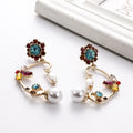 Vintage Gold Plated Flower Butterfly Clip on Earrings Crystal Butterfly Irregular Pearl Earrings