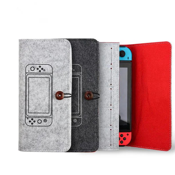New Design Clip Phone Case for Switch Lite Felt Pouch Organizer with Host Protection Bag Clips Compatibility