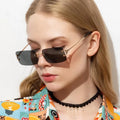 Custom Logo Fashion New Luxury Alloy Women Sunglasses Shades UV400 Rimless Rectangle Sunglasses Women