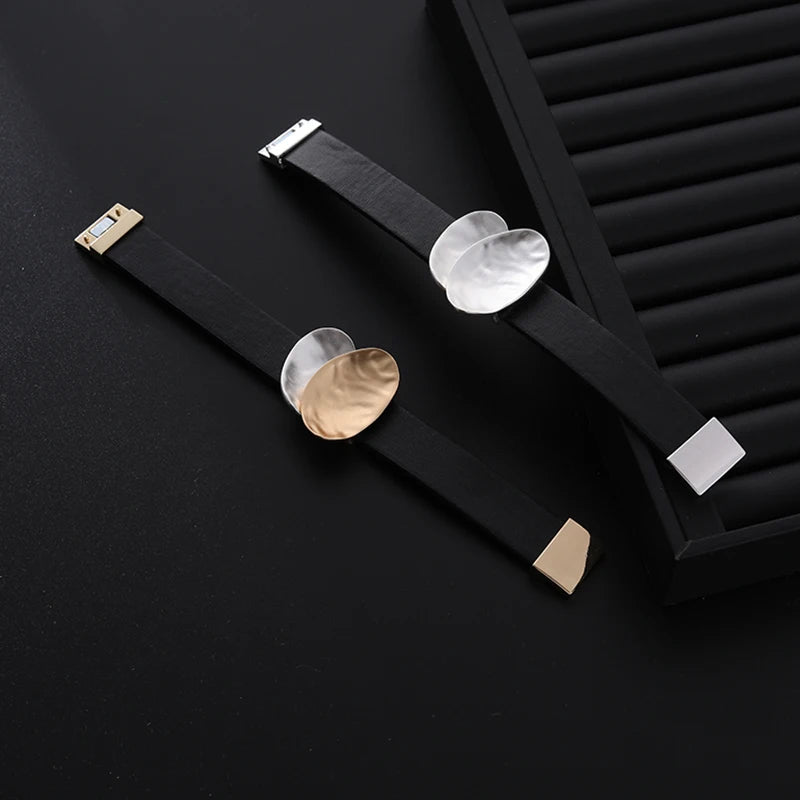 TongLing Italy PU Leather Minimalist Bracelet Female Magnet Geometric Charm Bracelet for Daily Life