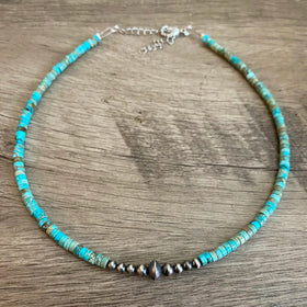 Western Jewelry Navajo Pearl Choker Cowgirl Turquoise Necklace for Woman Gift