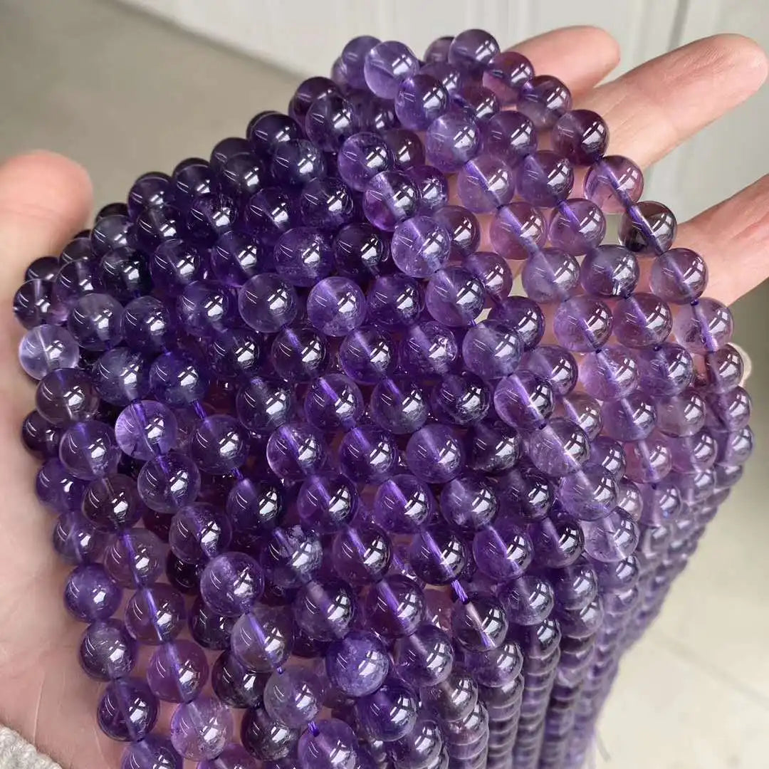 Wholesale Loose Gemstone Healing Natural Crystal Gem Stone Round Loose Beads 8mm High Quality Precious Stones Beads Amethyst