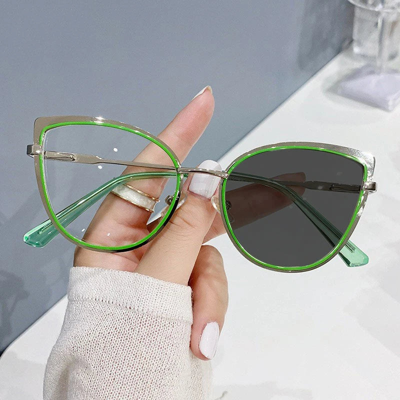Color Changing Blue Light Blocking Women Men Metal Optical Glasses Frames Photochromic Eyeglasses Frames