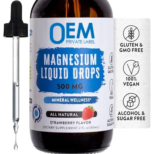 Private Label Magnesium Citrate Drops Liquid Herbal Supplement for Adults' Relaxation Nerve Muscle Calm Magnesium