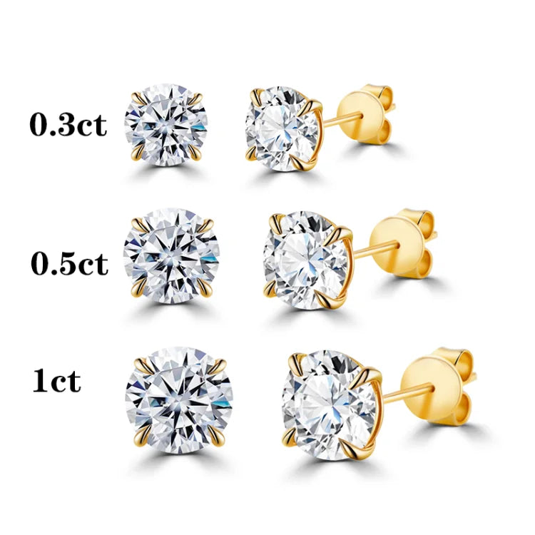 Starsgem 14K Gold 8mm 2 Carat Moissanite Earrings Stud  Round D Color  Moissanite Earrings