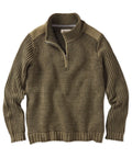 Winter Quarter-Zip Stone Washed Sweater with Front Logo Anti-Wrinkle Anti-Shrink Breathable Zipper Closure