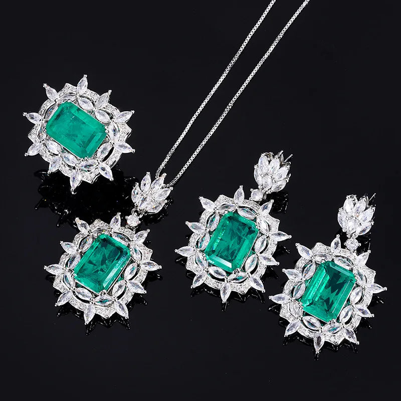 DAIHE Quality Wholesale Custom Gemstone Zircon Silver Jewelry 925 Sterling Necklace Sets for Women Jewelry