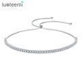 LUOTEEMI Silver Tone Bridal Wedding Prom Bridesmaid Jewelry 5mm Round Cubic Zirconia Tennis Collar Choker Necklace for Women