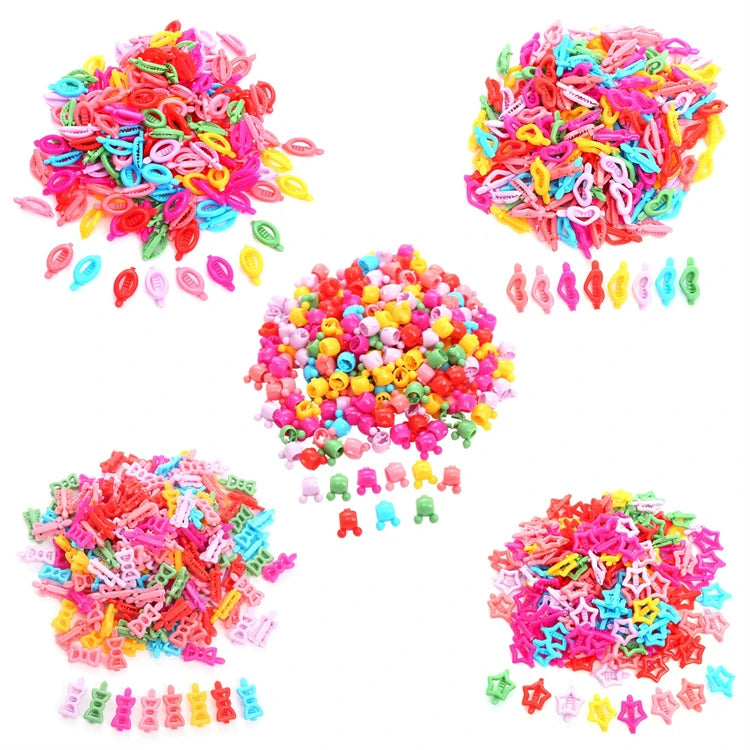 100PCS/bag Mini Filigree Bows Hairpins for Kids Colorful Plastic Snap Hair Clips Hair Accessories Children Hairgrips