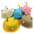 Kids Anti-UV Cartoon Straw Sun Hat Summer Cap for Girl Boys Little Bee Bucket Hat With Tentacle