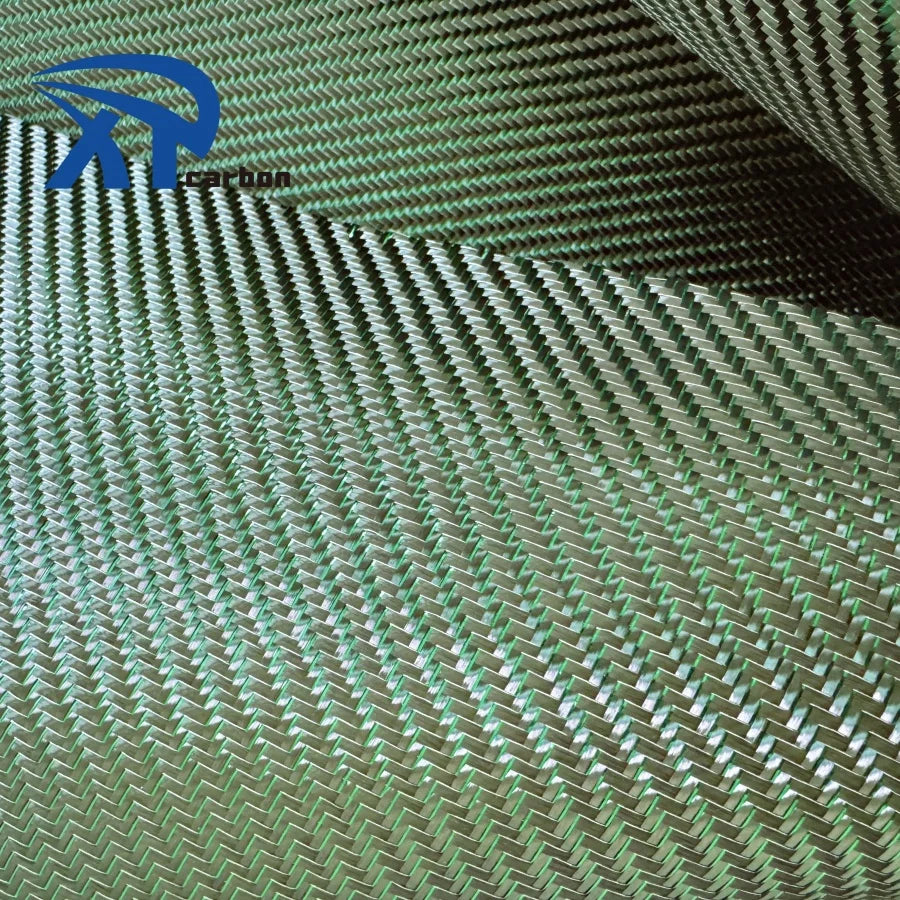 Colored Carbon Fiber Silver Fabric Weaving Style Reflection Twill Pattern Carbon Fabric Green