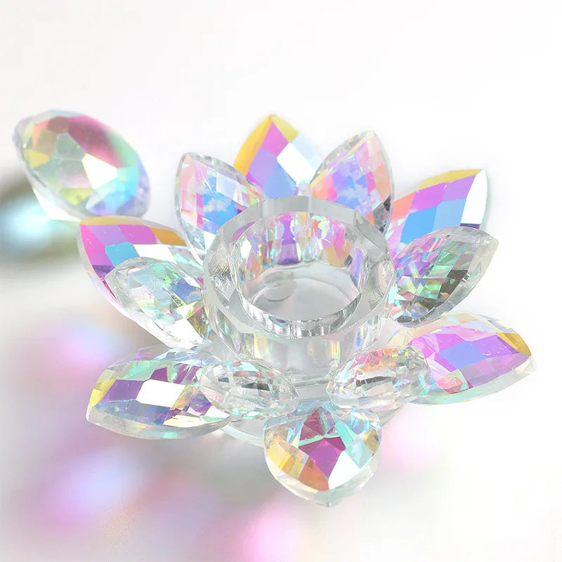 Color-plated Crystal Cup Colorful Wash Storage Nail Tool Lotus AB Color Nail Art Crystal Glass Cup With Lid