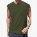 OEM Factory 310gsm Men's Sleeveless Tshirt Custom Logo Tank Top Heavyweight Cotton Vest With O-Neck Design Blank Knitted Fabric