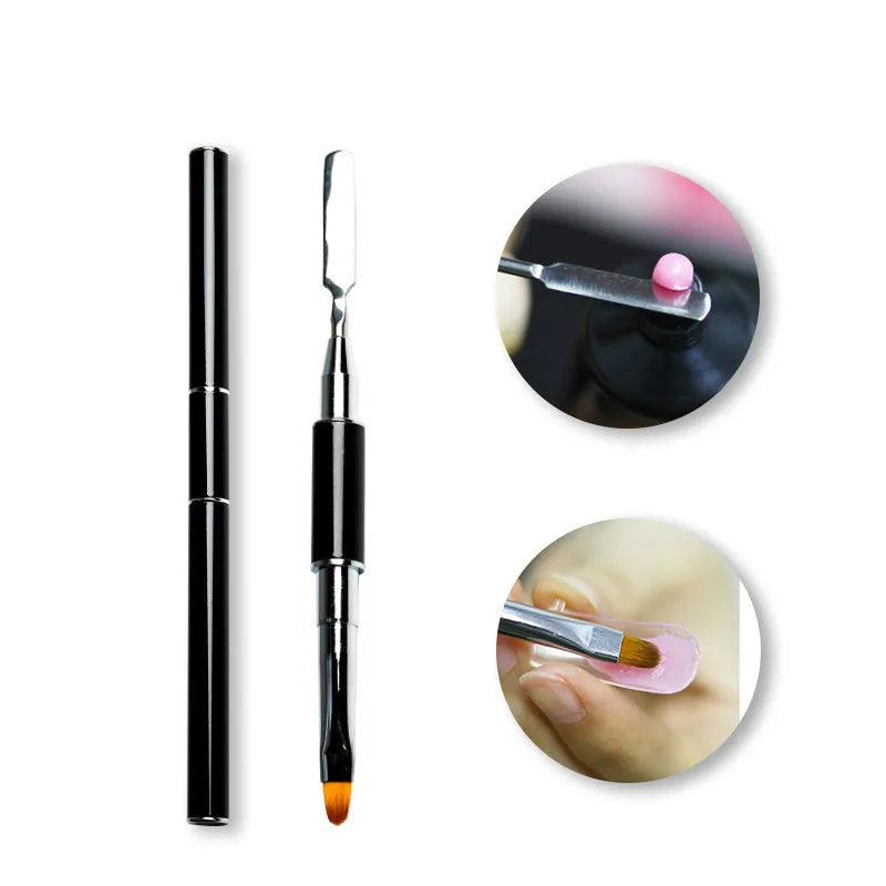Double Head Nail Pen Take and Press Glue Embossed Nail Brush Lines Painting Pen Brushes UV Gel Polish Tips Brush Custom LOGO 1PC