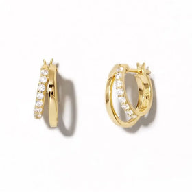 2024 Fashion New Personalized Brass Earring Double Circle Bling Zircon Creative Women Jewelry