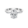 925 Silver Moissanite Jewelry 6x8mm Oval Shaped Cut Rhodium Plated Wedding Band and Engagement Ring for Parties