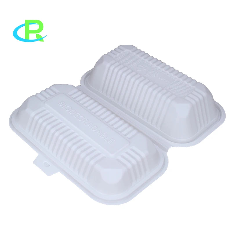 Biodegradable Disposable Cornstarch Lunch Boxes Restaurant Plastic Clamshell Corn Starch Food Container