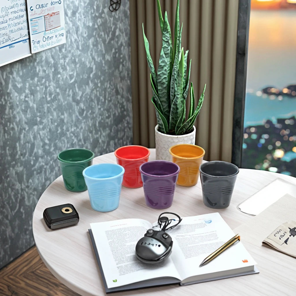 Promotional 70ml Espresso Tumbler Beautiful 3D Ceramic Cups Lid Wrinkled Design Irregular Crumpled Mugs Custom Logo Creative