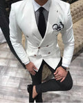 Newest White Groom Tuxedos Peaked Lapel Double Breasted Wedding Men Suits Best Man Blazer (Jacket+Pants) Custom Made