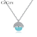 CZCITY Jewelry Crystal Healing 925 Sterling Silver Lady Bead Jewelry Stone Pendant Chain Girl Necklace