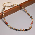 Handmade BOHO Style Choker Natural Stone Irregular Crazy Agate Beaded Clavicle Necklace Vintage Tiger Eye Jewelry for Women Gift