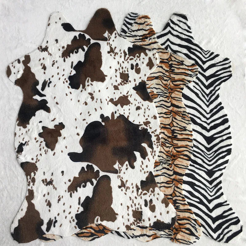 Hot-selling  Artificial Novelty Animal Fur Mat Skin-friendly Non-slip Mat  Living Room Floor Mats