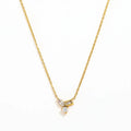 Joolim 18K Gold Plated Non Tarnish Cubic Oval Rectangle Round Double Zirconia Joint Pendant Stainless Steel Necklace