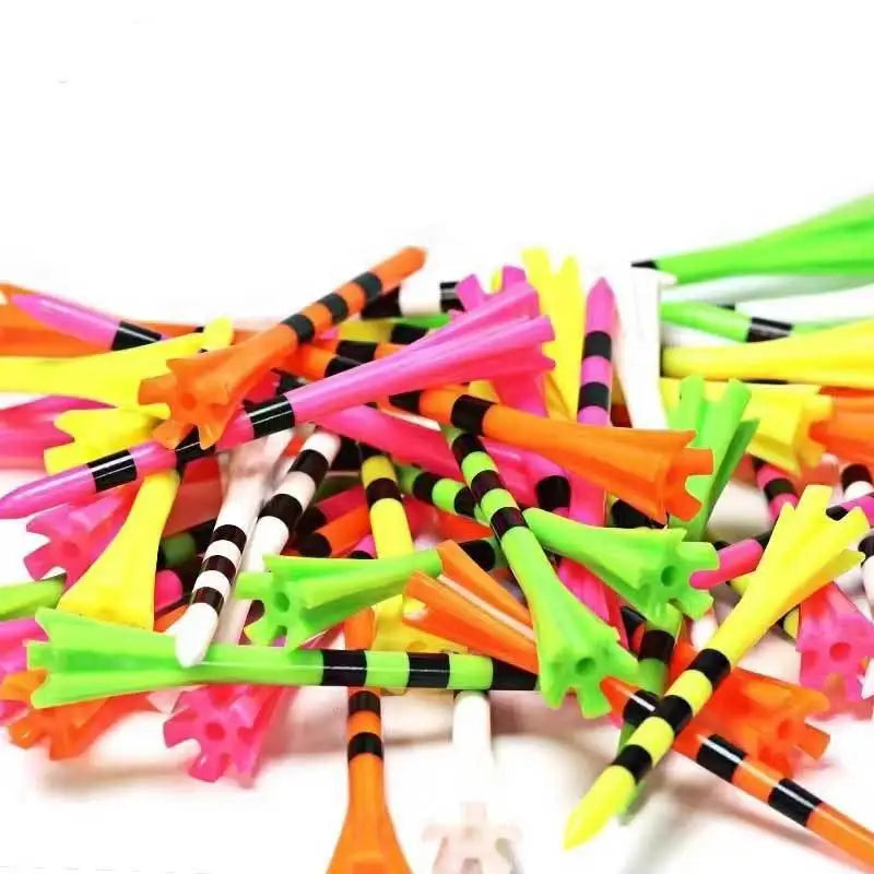 Custom logo 70mm/83mm 5 Prong Reduce Friction Tees Plastic Golf Tees Five Claw Stripe Nail Golf Tees