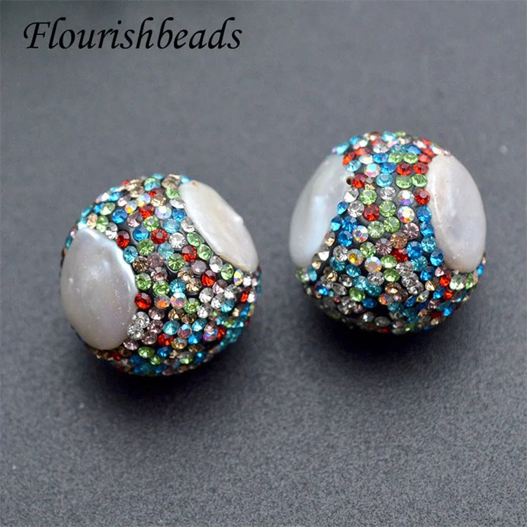 Wholesale Shining Colorful Rhinestones CZ Pave Pearl Beads for Fashion Woman Jewelry Bracelets NecklacesMaking