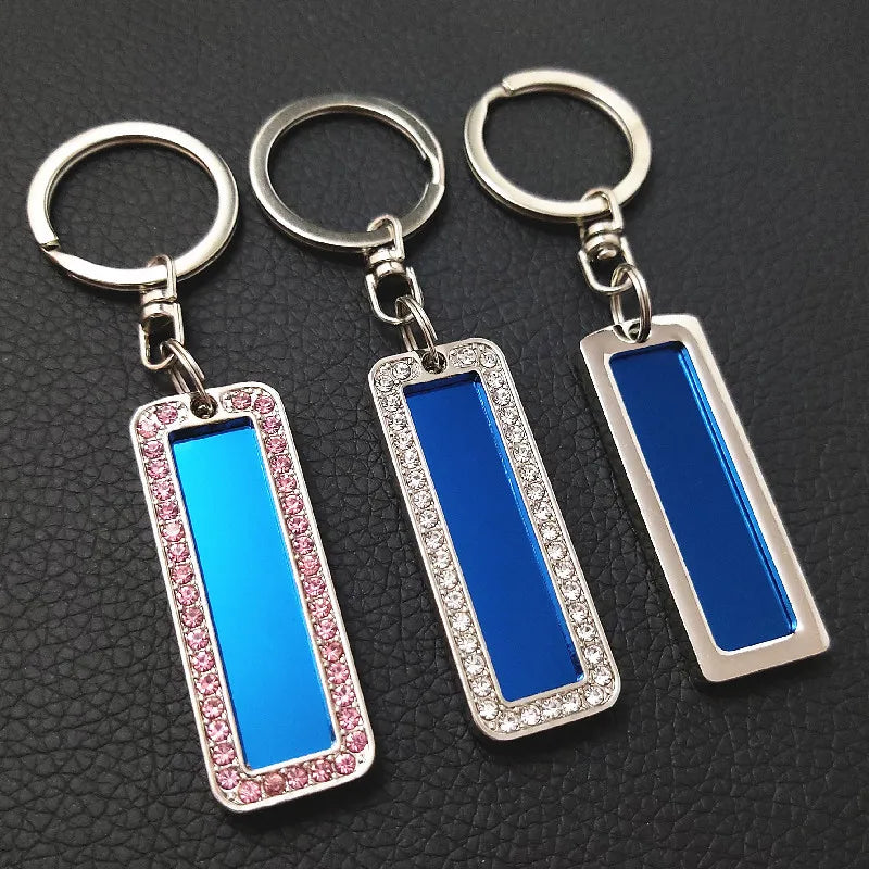 Rectangle Shape Stainless Steel Blank Metal Keychain Tags for DIY Engrave Key Ring
