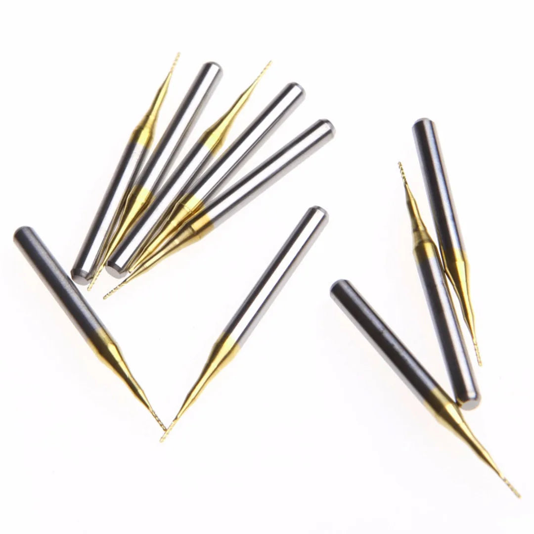 10pcs New Titanium Coat Carbide 3.175x0.5mm End Mill Engraving Bits CNC Cutters