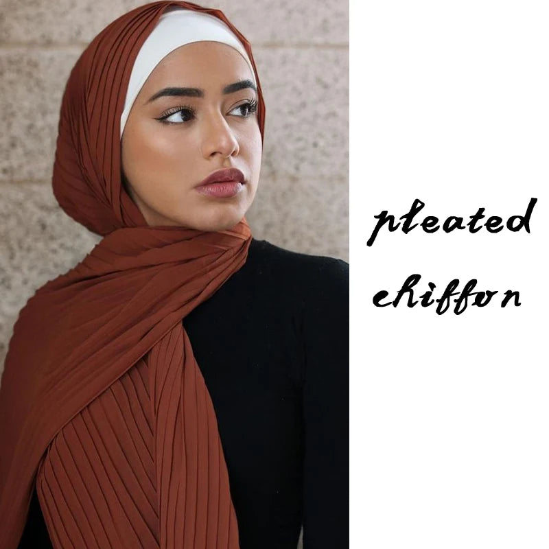 Hot Big Size 180*85CM Pleated Bubble Chiffon Scarf Crinkle Hijab Wrinkle Wrap Muslim Shawl Hijabs