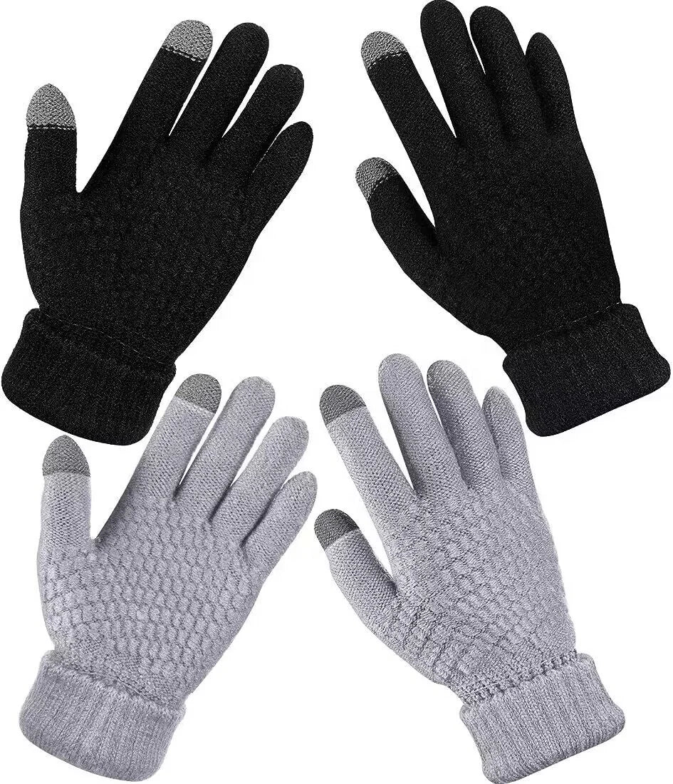Women's Winter Touchscreen Gloves Warm Fleece Lined Knit Gloves Elastic Cuff Winter Texting Gloves